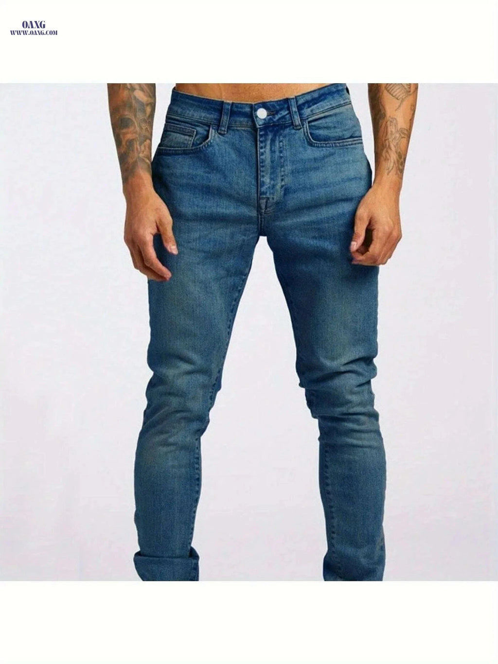 Trendy Men's Slim-Fit Stretch Denim Jeans - Comfortable & Breathable   OAXG 