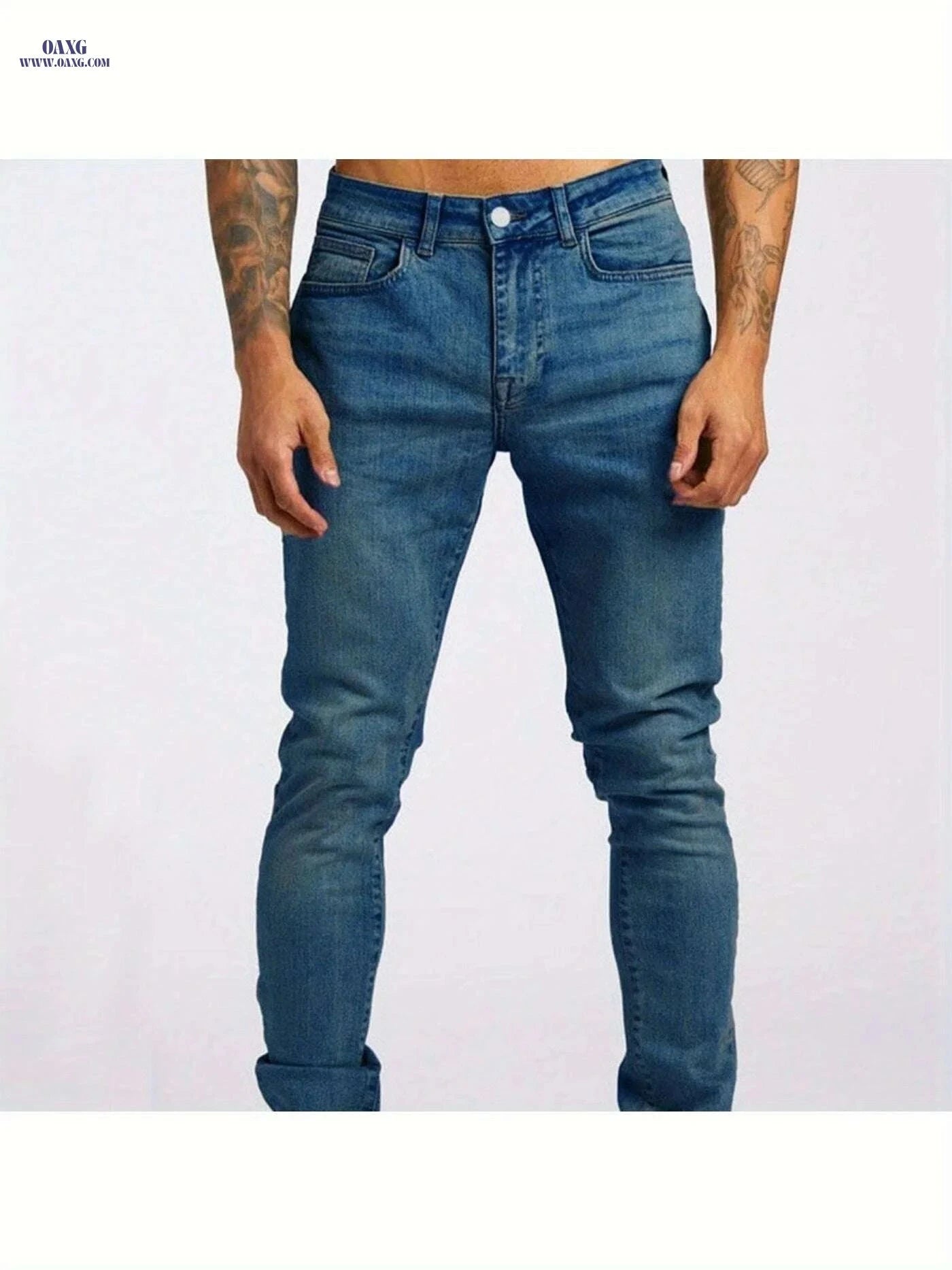 Trendy Men's Slim-Fit Stretch Denim Jeans - Comfortable & Breathable   OAXG 