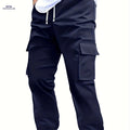 Trendy Men's Solid Color Work Pants - Multi-fold Pocket Design   OAXG 