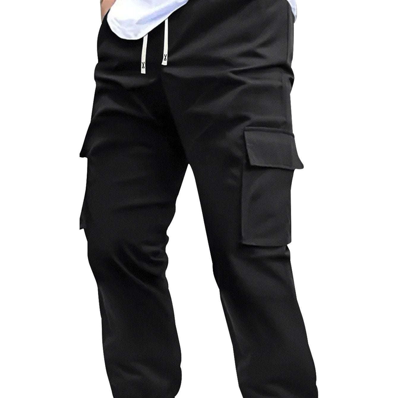 Trendy Men's Solid Color Work Pants - Multi-fold Pocket Design   OAXG Navy Blue / FR S