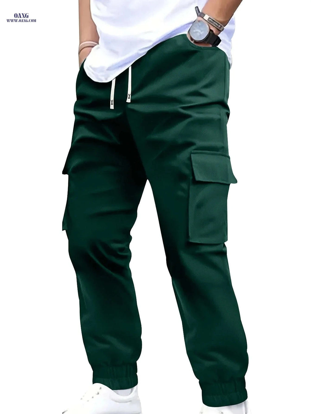 Trendy Men's Solid Color Work Pants - Multi-fold Pocket Design   OAXG Navy Blue / FR S
