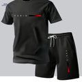 Trendy Men's Summer PARIS Print T-shirt and Shorts Set - Casual Style   OAXG 
