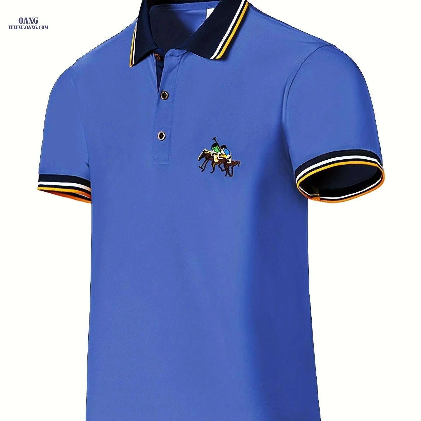 Trendy Men's Summer Short Sleeve Shirt - Embroidered Casual Style   OAXG Blue / XS