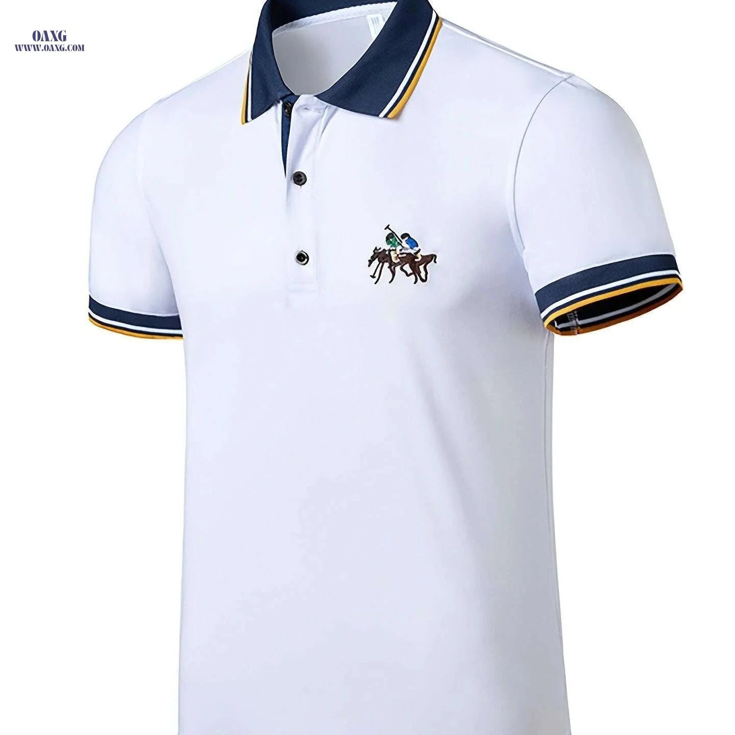 Trendy Men's Summer Short Sleeve Shirt - Embroidered Casual Style   OAXG Blue / XS