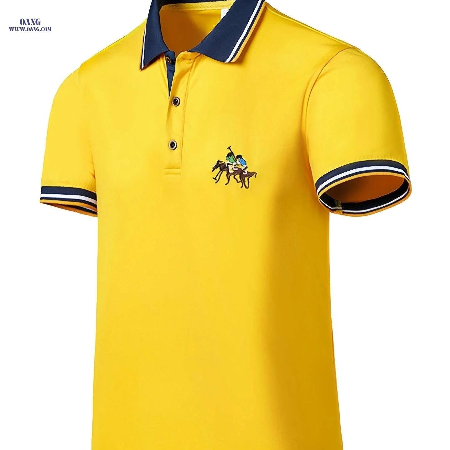 Trendy Men's Summer Short Sleeve Shirt - Embroidered Casual Style   OAXG Blue / XS