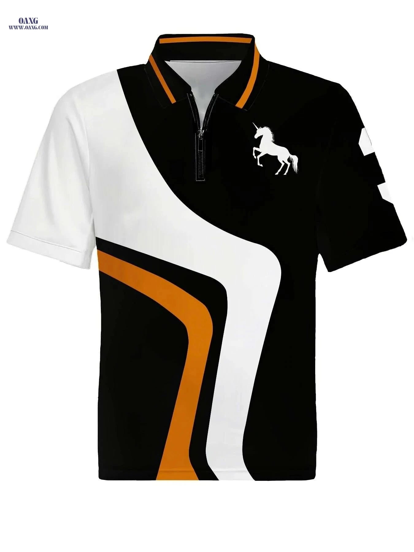 Trendy Men's Summer Short Sleeve Shirt - Geometric Horse Design   OAXG Red / S
