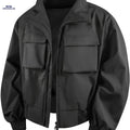 Trendy Multi-Pocket Work Jacket for Youth Men - Solid Color Style   OAXG 