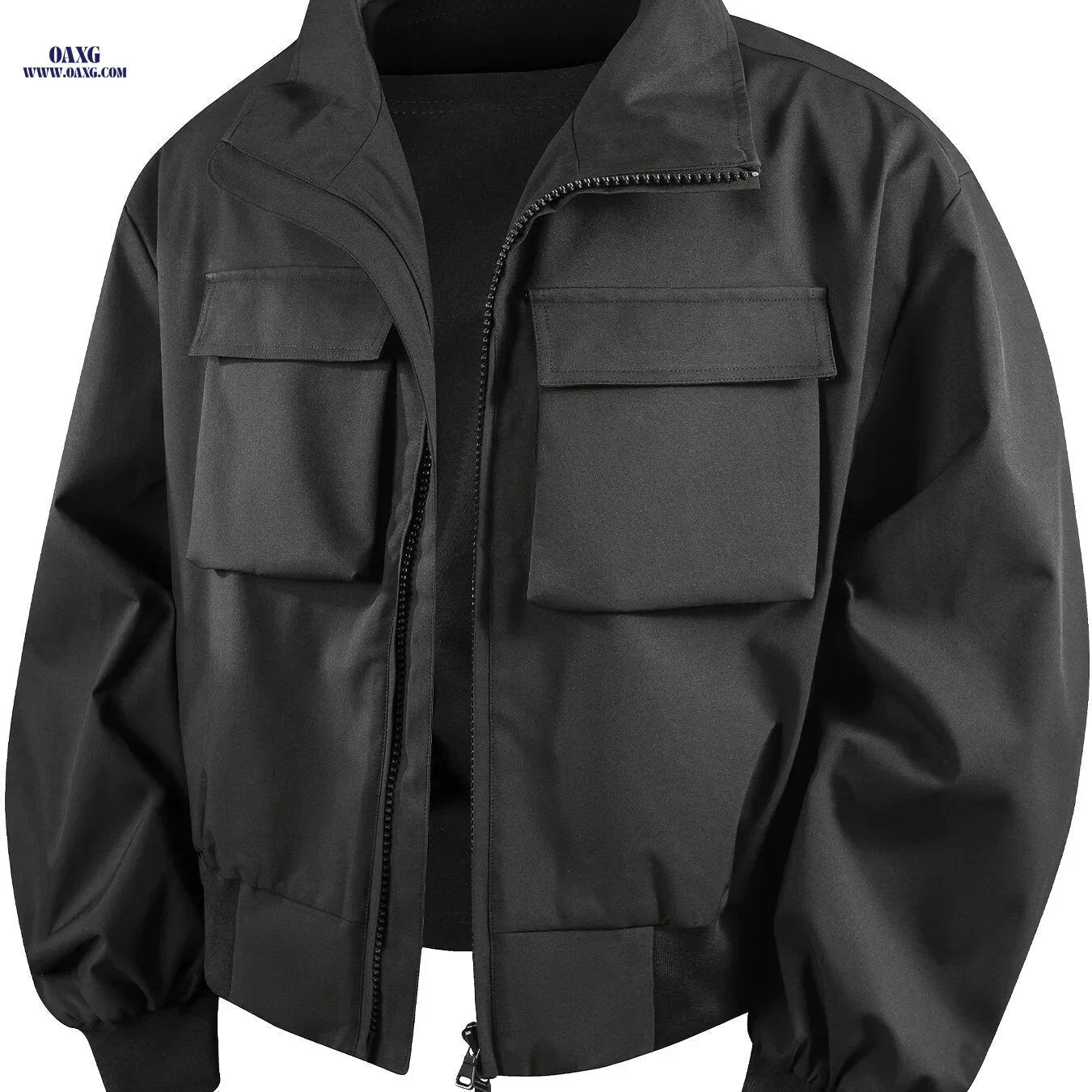 Trendy Multi-Pocket Work Jacket for Youth Men - Solid Color Style   OAXG 
