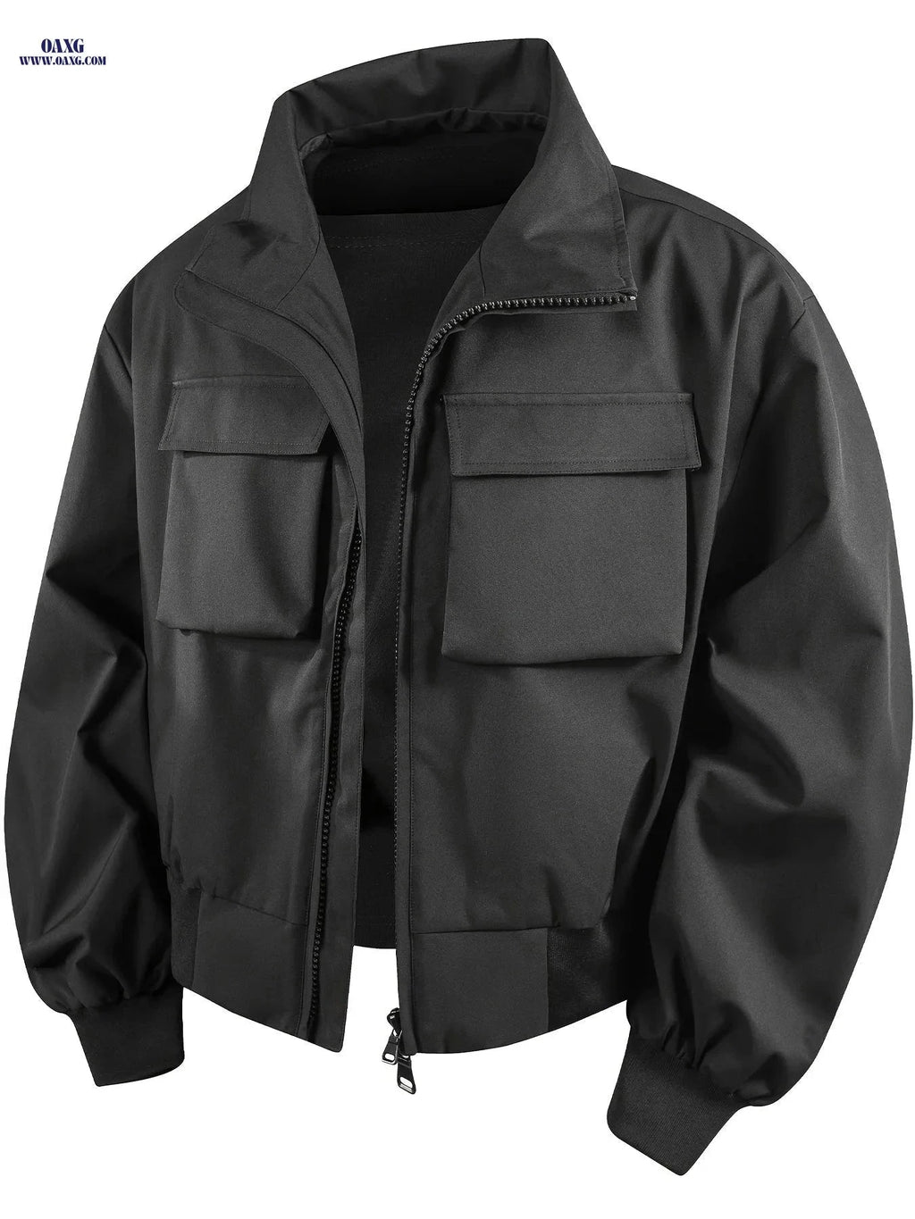 Trendy Multi-Pocket Work Jacket for Youth Men - Solid Color Style   OAXG 