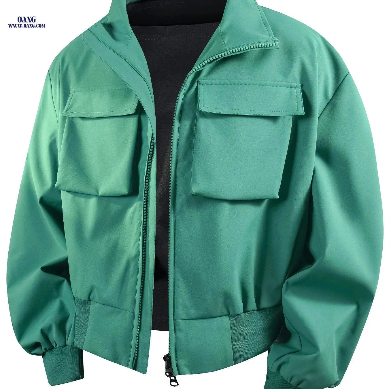 Trendy Multi-Pocket Work Jacket for Youth Men - Solid Color Style   OAXG Black / FR S