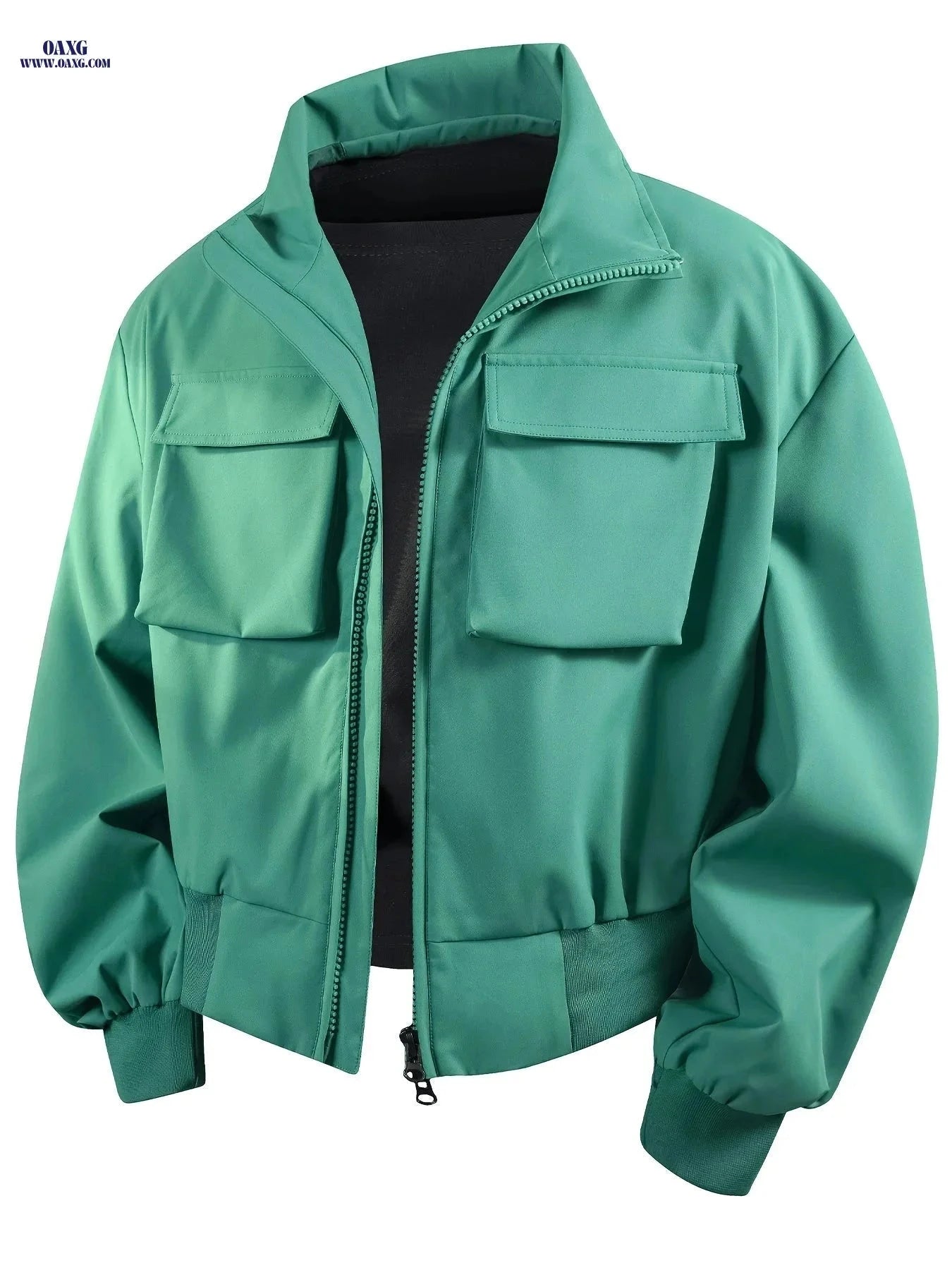 Trendy Multi-Pocket Work Jacket for Youth Men - Solid Color Style   OAXG Black / FR S
