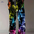 Trendy Oversized Straight-Leg Pants for Men - Casual Vintage Style   OAXG Black 2 / FR M