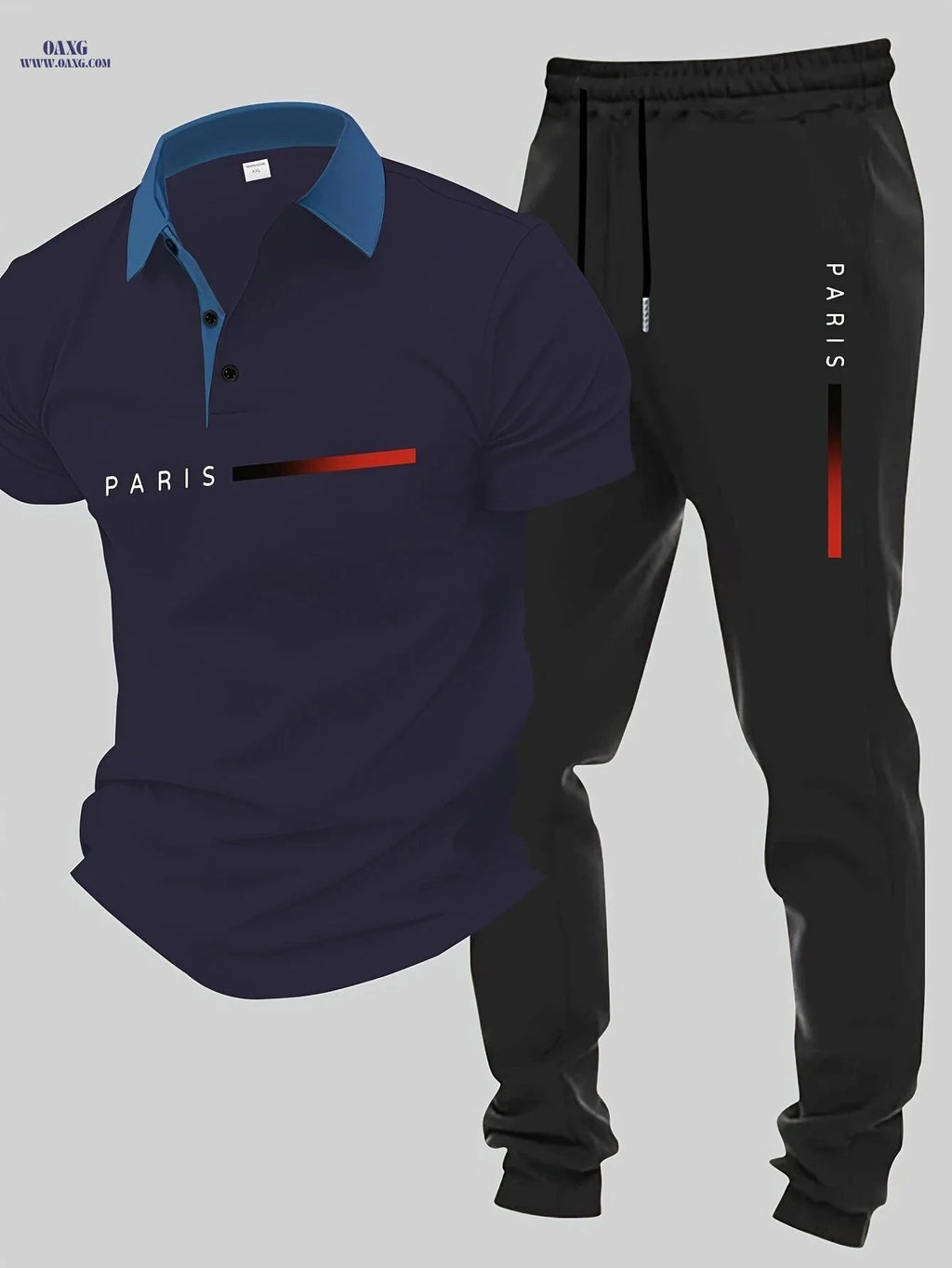 Trendy Paris Multi-Print Men’s Polo Set - Casual & Stylish Wear   OAXG 