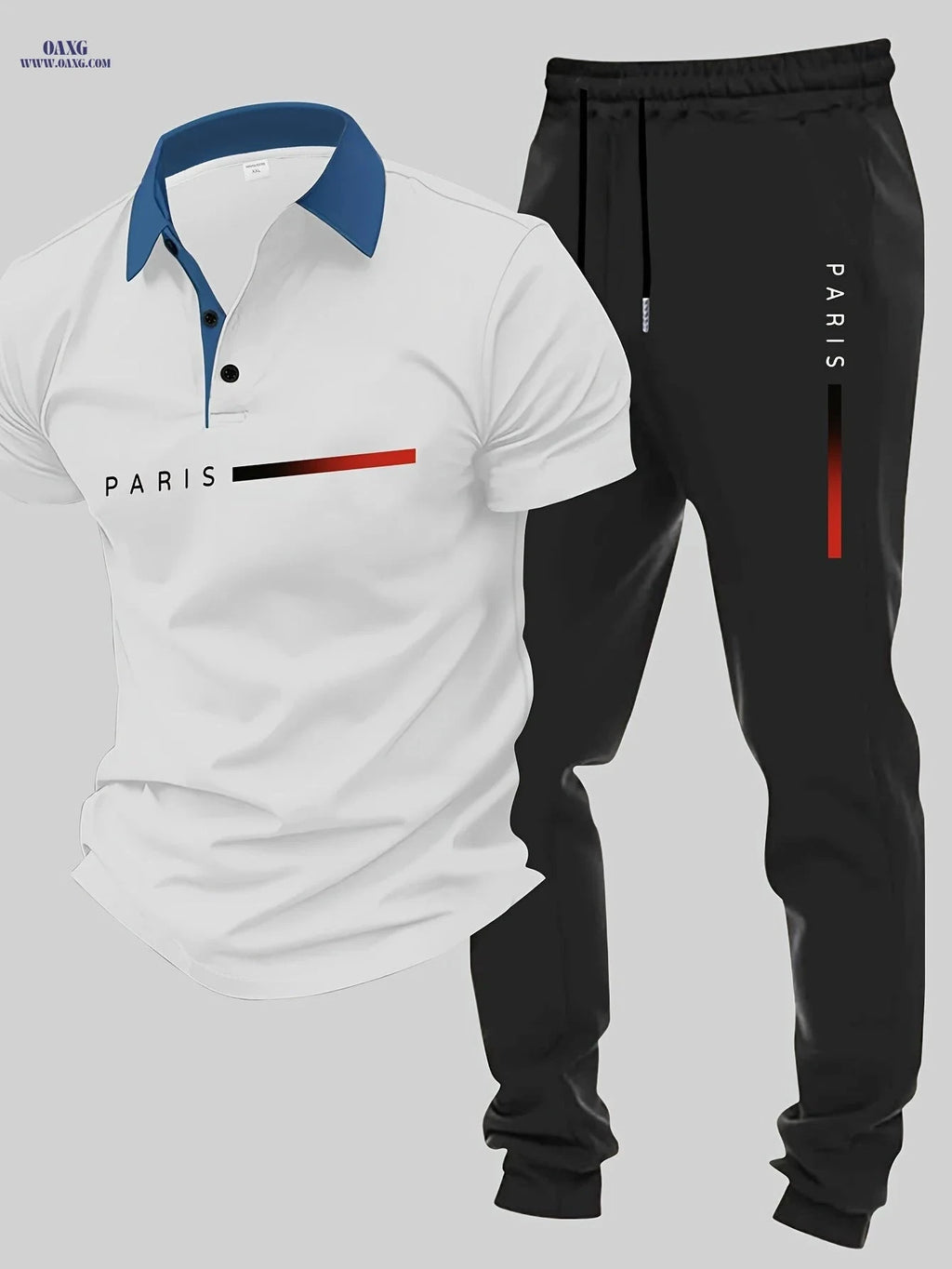 Trendy Paris Multi-Print Men’s Polo Set - Casual & Stylish Wear   OAXG 