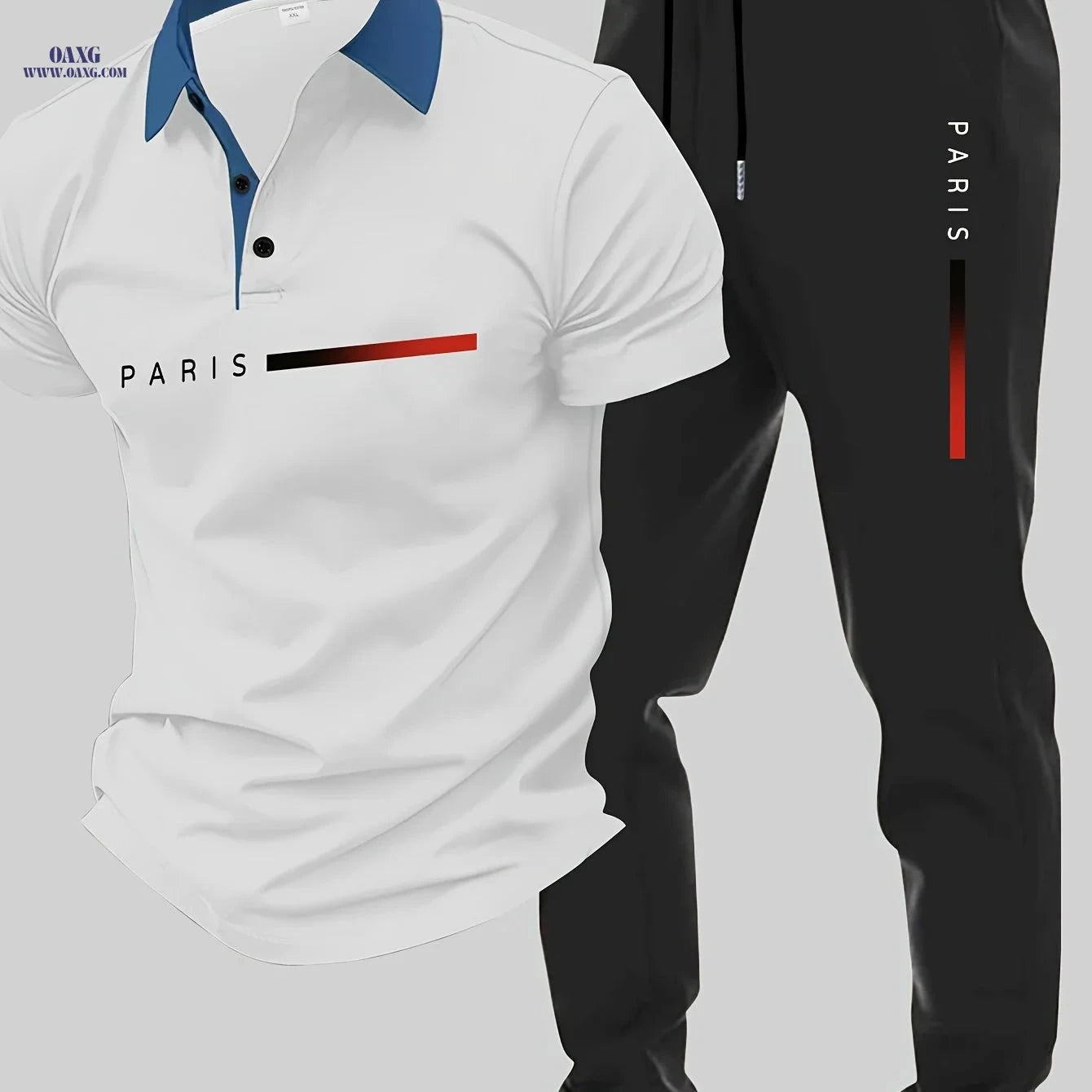 Trendy Paris Multi-Print Men’s Polo Set - Casual & Stylish Wear   OAXG 