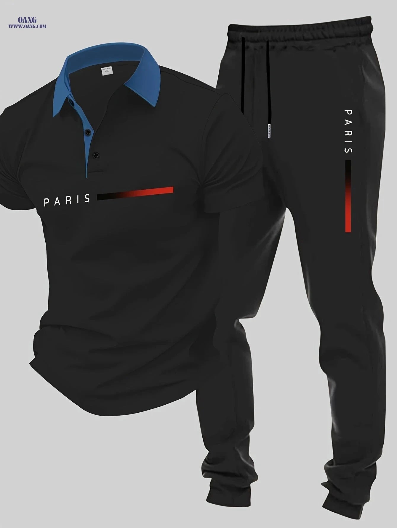 Trendy Paris Multi-Print Men’s Polo Set - Casual & Stylish Wear   OAXG 