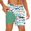 Trendy Shark Pattern Board Shorts - Quick-Drying & Comfortable for Men   OAXG Mixed Color / S