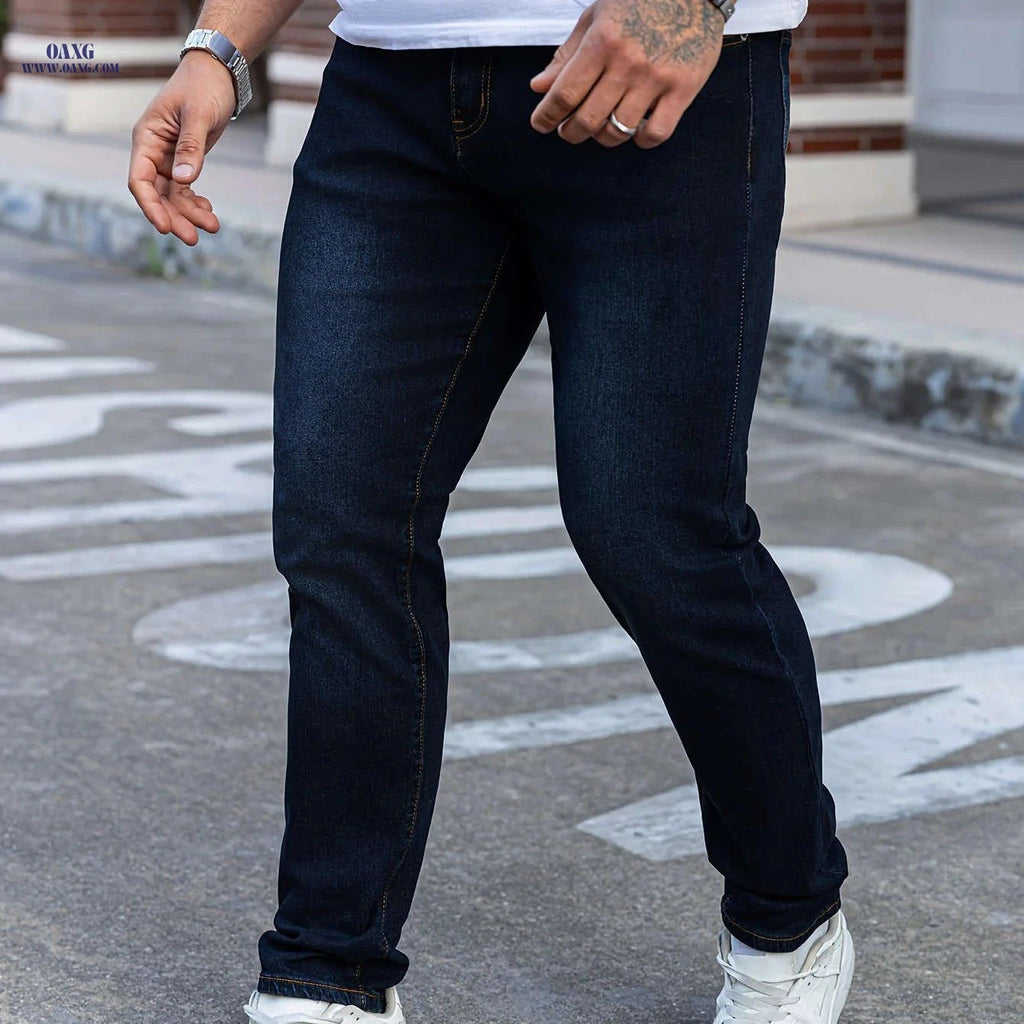Trendy Slim-Fit Blue Denim Jeans for Men - Modern Casual Wear   OAXG 