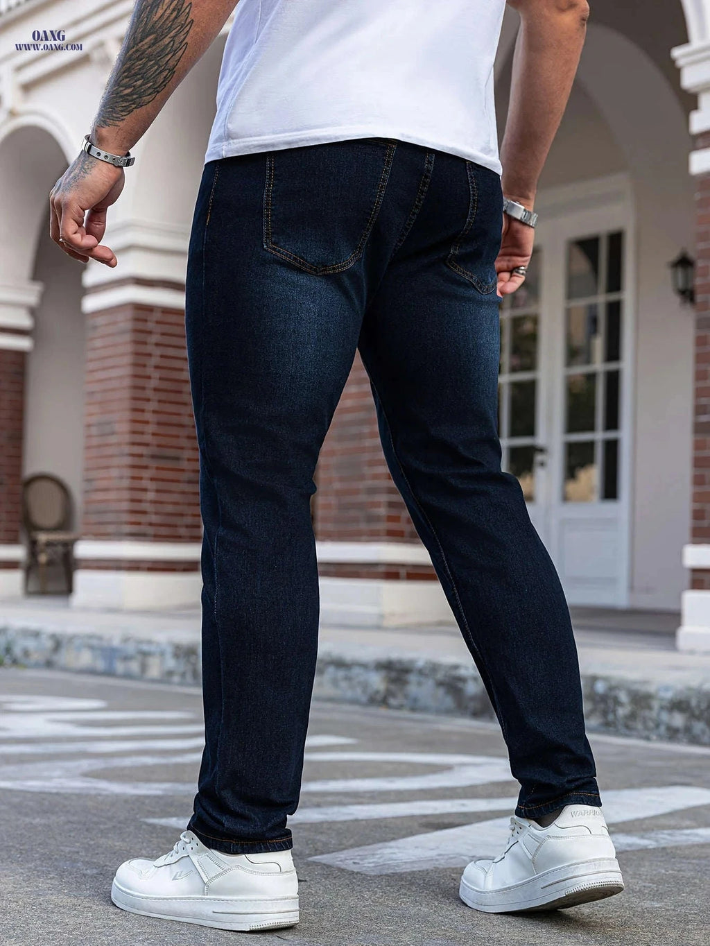 Trendy Slim-Fit Blue Denim Jeans for Men - Modern Casual Wear   OAXG Deep Sky Blue / FR XS