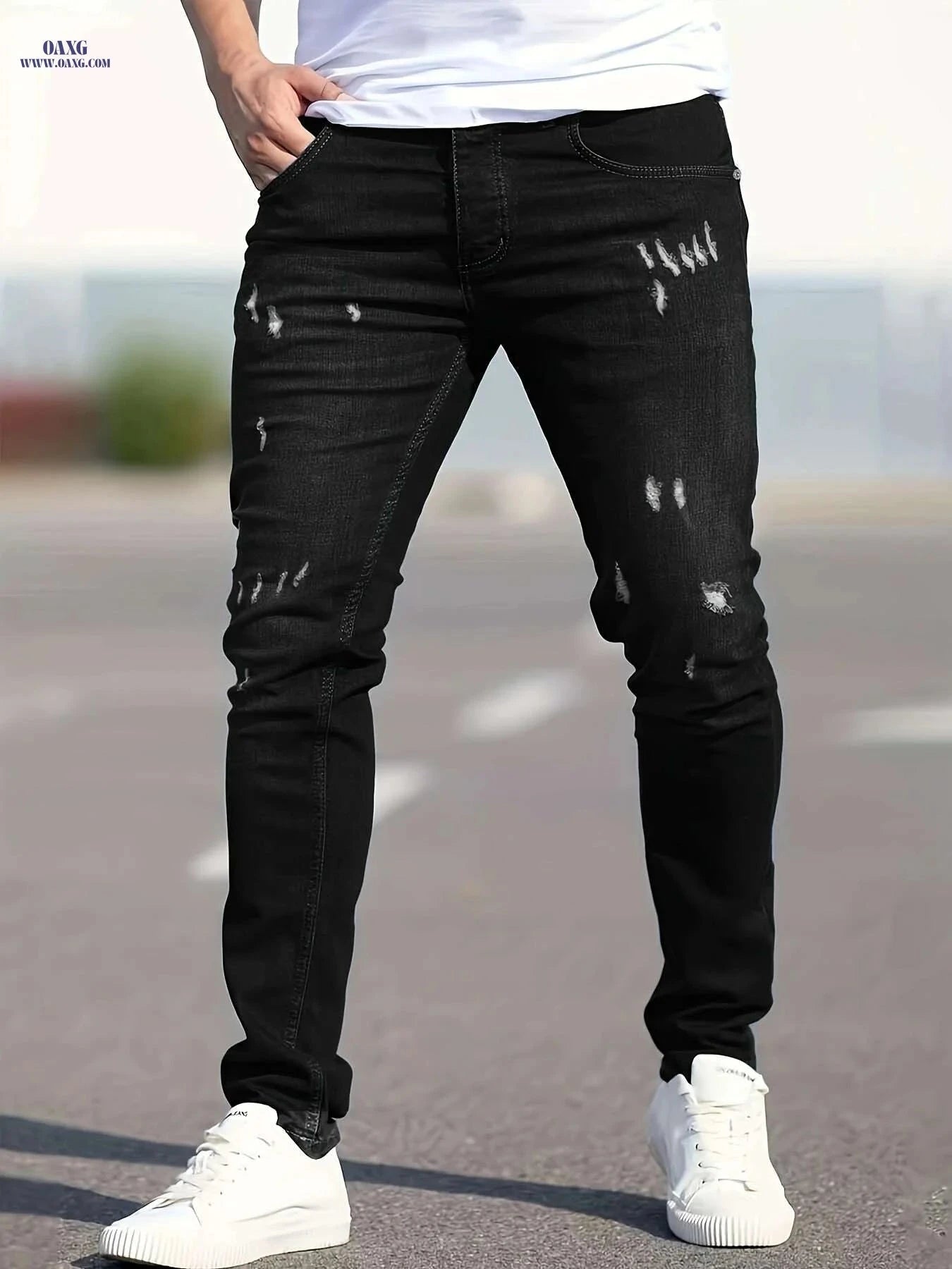 Trendy Stretch Ripped Jeans for Men - 2 Pack, All-Season Style   OAXG 