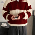 Trendy Striped Collar Pullover Knit Sweater for Men - Casual Fit   OAXG 