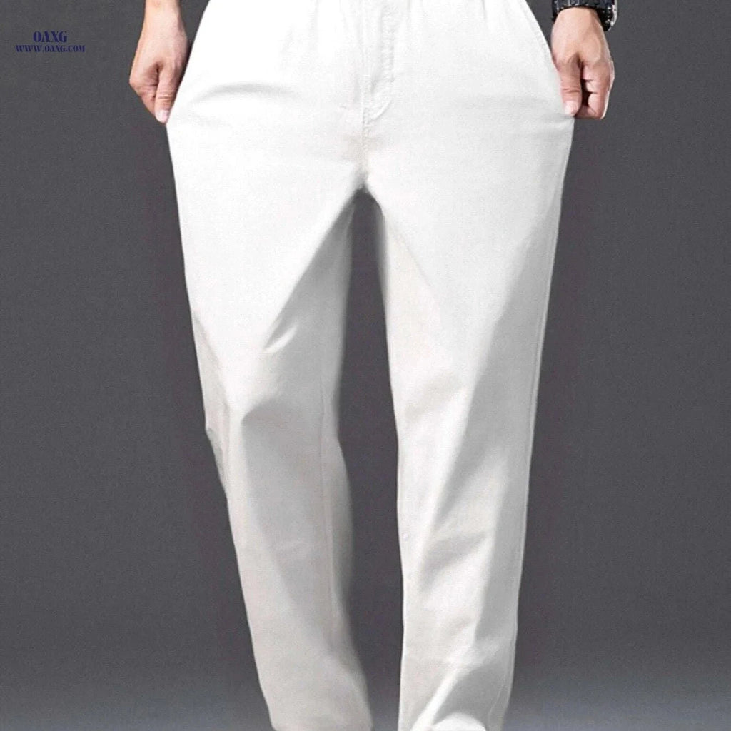 Trendy White Boyfriend Jeans for Men - Korean Style, Stretch Fabric   OAXG White / FR S