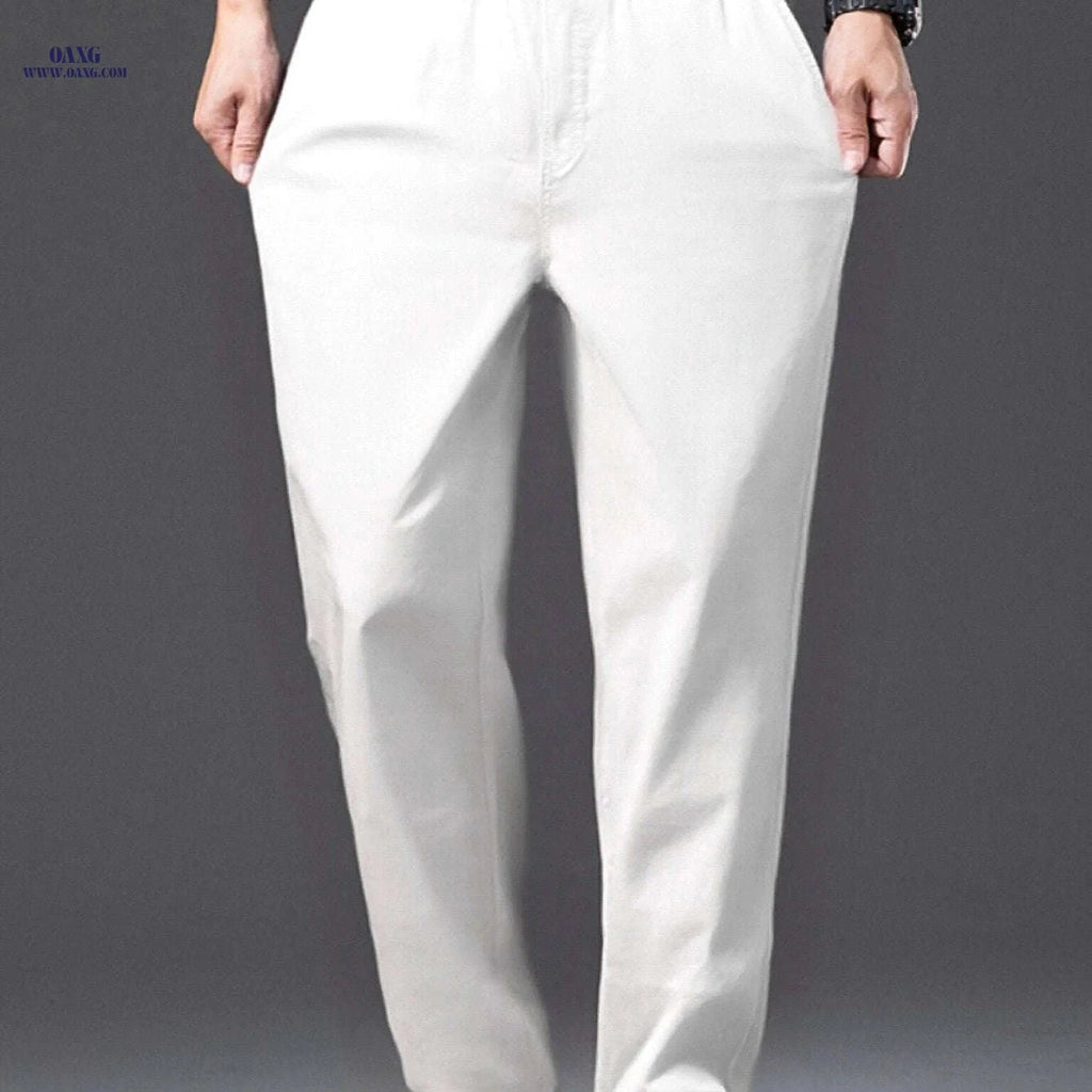 Trendy White Boyfriend Jeans for Men - Korean Style, Stretch Fabric   OAXG White / FR S