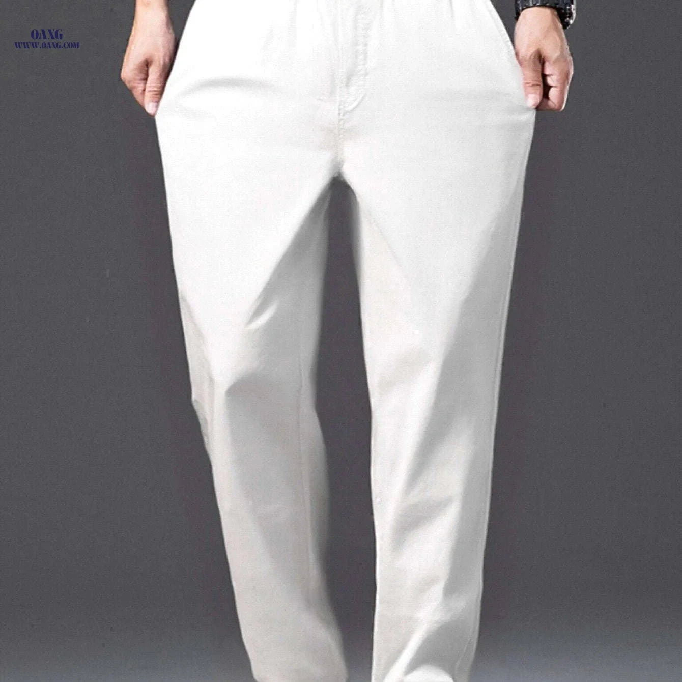 Trendy White Boyfriend Jeans for Men - Korean Style, Stretch Fabric   OAXG White / FR S