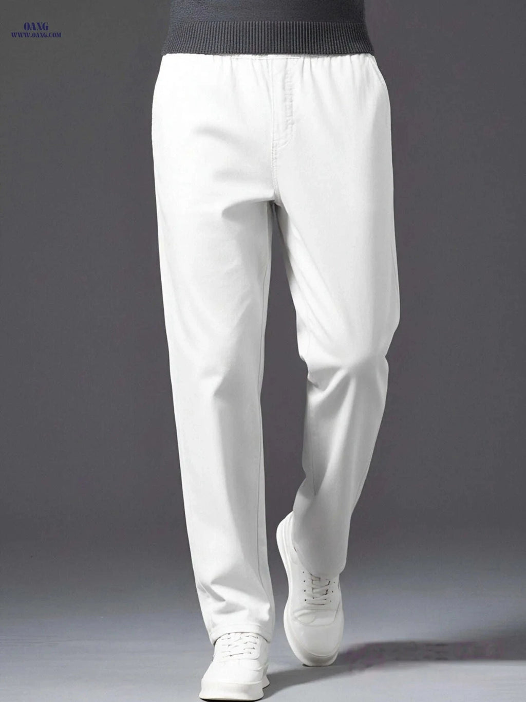 Trendy White Boyfriend Jeans for Men - Korean Style, Stretch Fabric   OAXG White / FR S