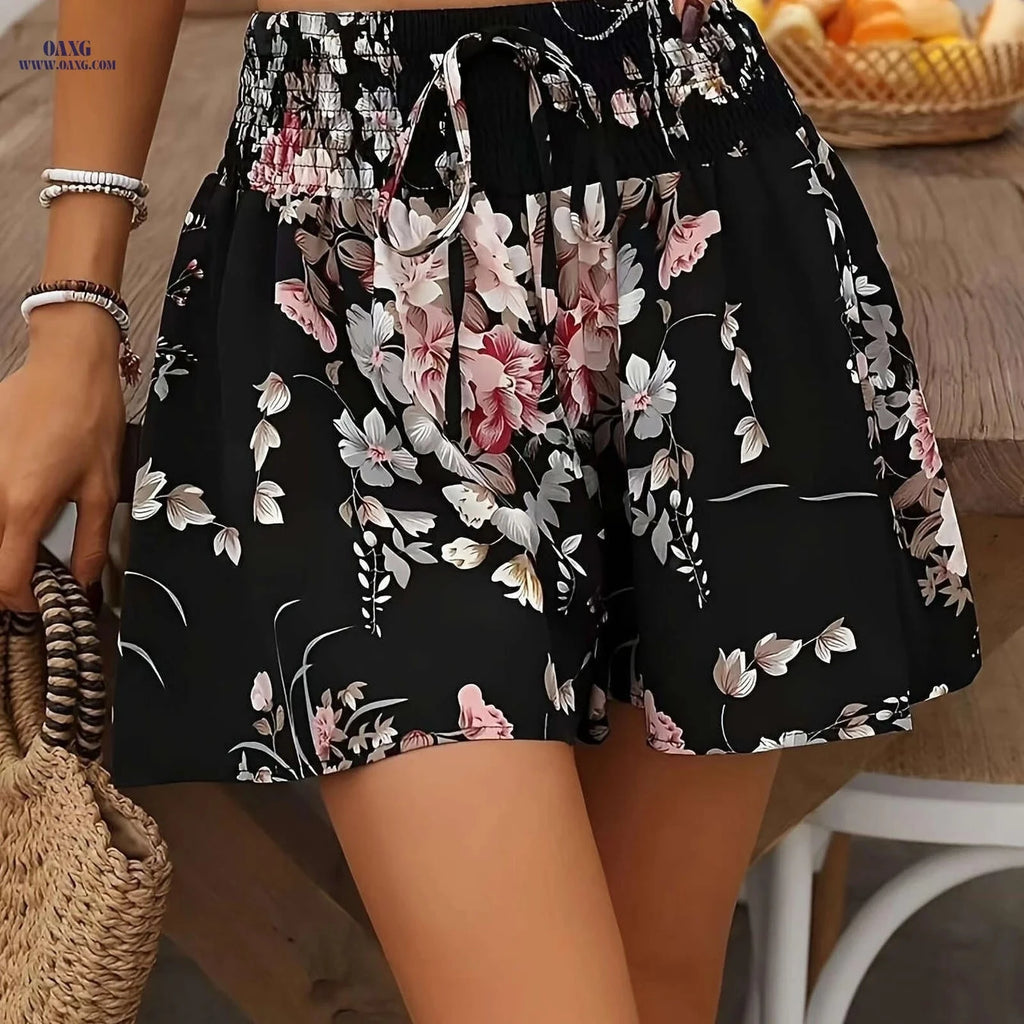 Trendy Wide Leg Skirt Pants for Women - Solid Color Summer Style   OAXG 