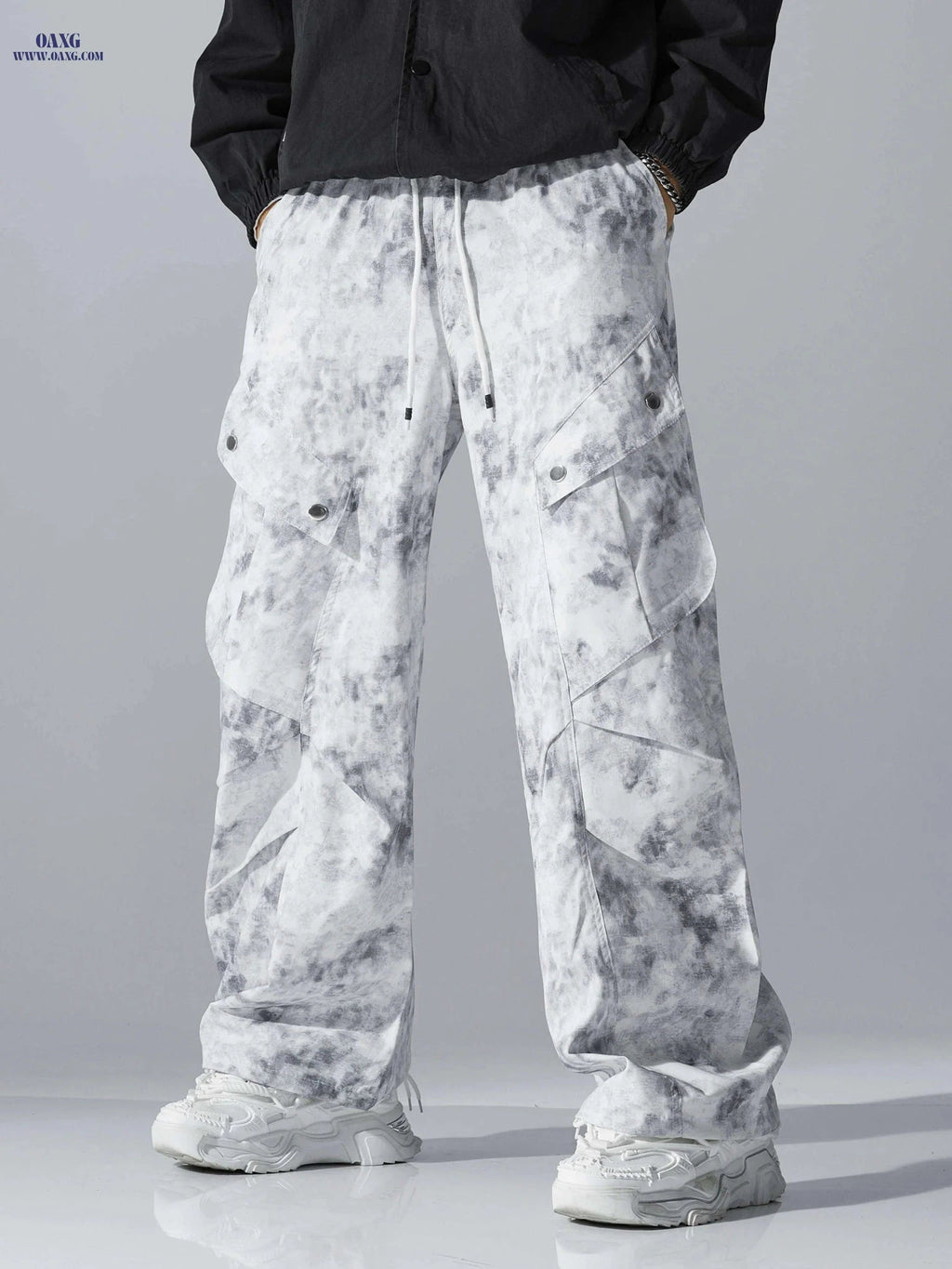 Trendy Wide Leg Work Pants - Loose Fit Digital Print Casual Style   OAXG 