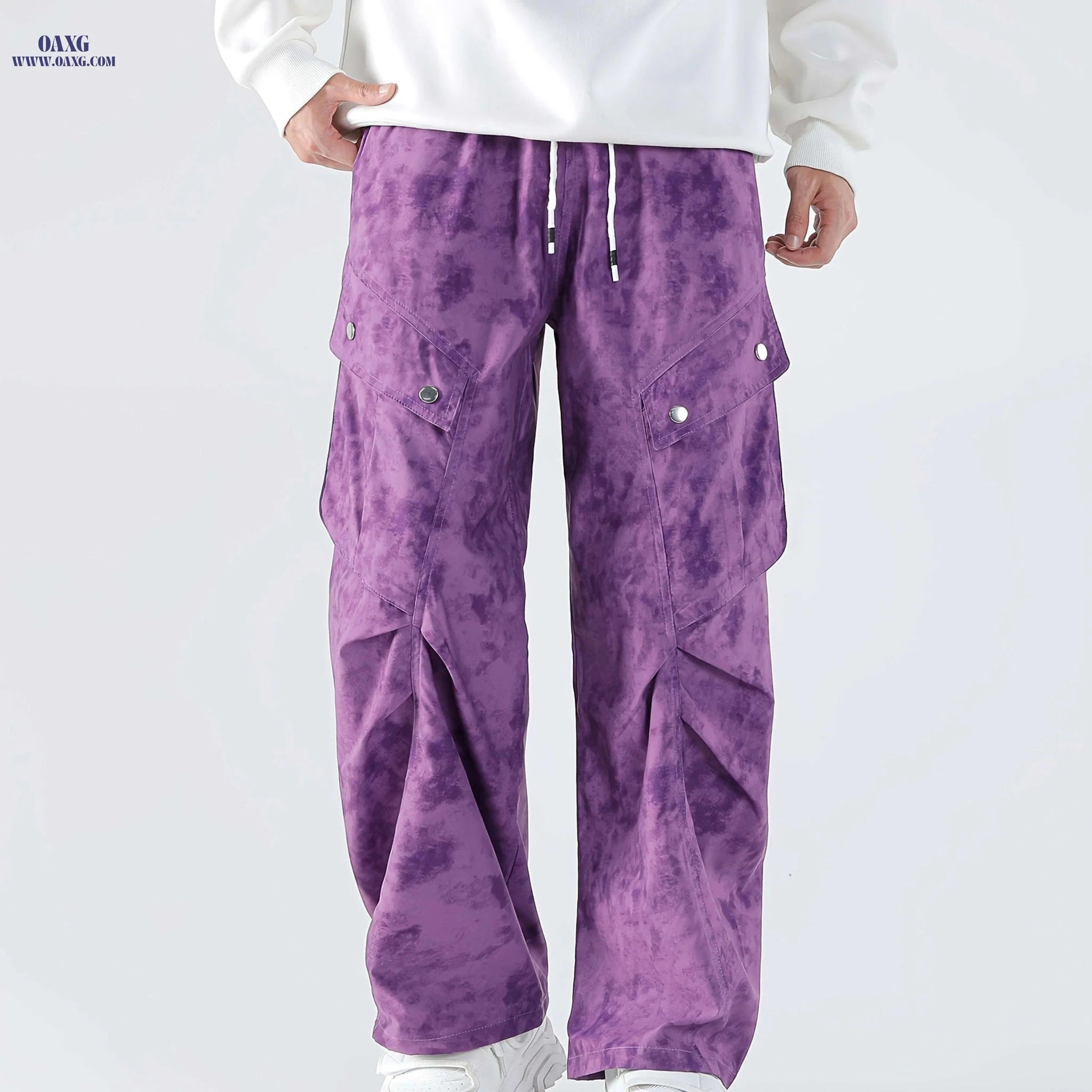 Trendy Wide Leg Work Pants - Loose Fit Digital Print Casual Style   OAXG 
