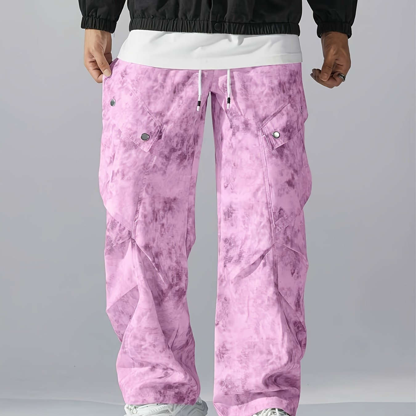 Trendy Wide Leg Work Pants - Loose Fit Digital Print Casual Style   OAXG 