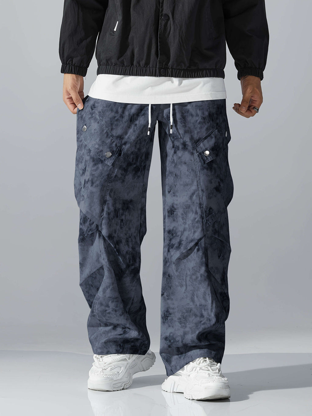 Trendy Wide Leg Work Pants - Loose Fit Digital Print Casual Style   OAXG 