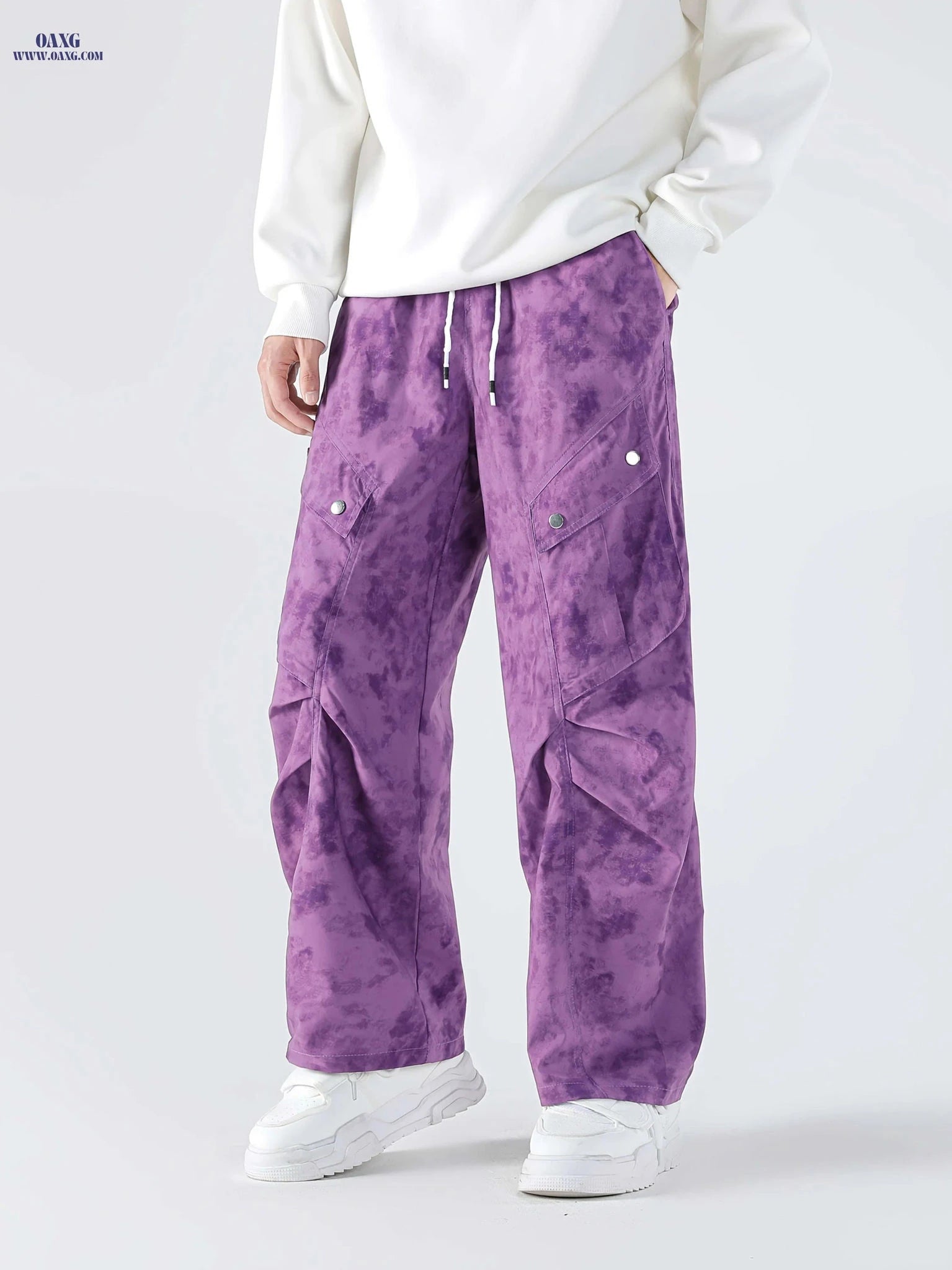 Trendy Wide Leg Work Pants - Loose Fit Digital Print Casual Style   OAXG 