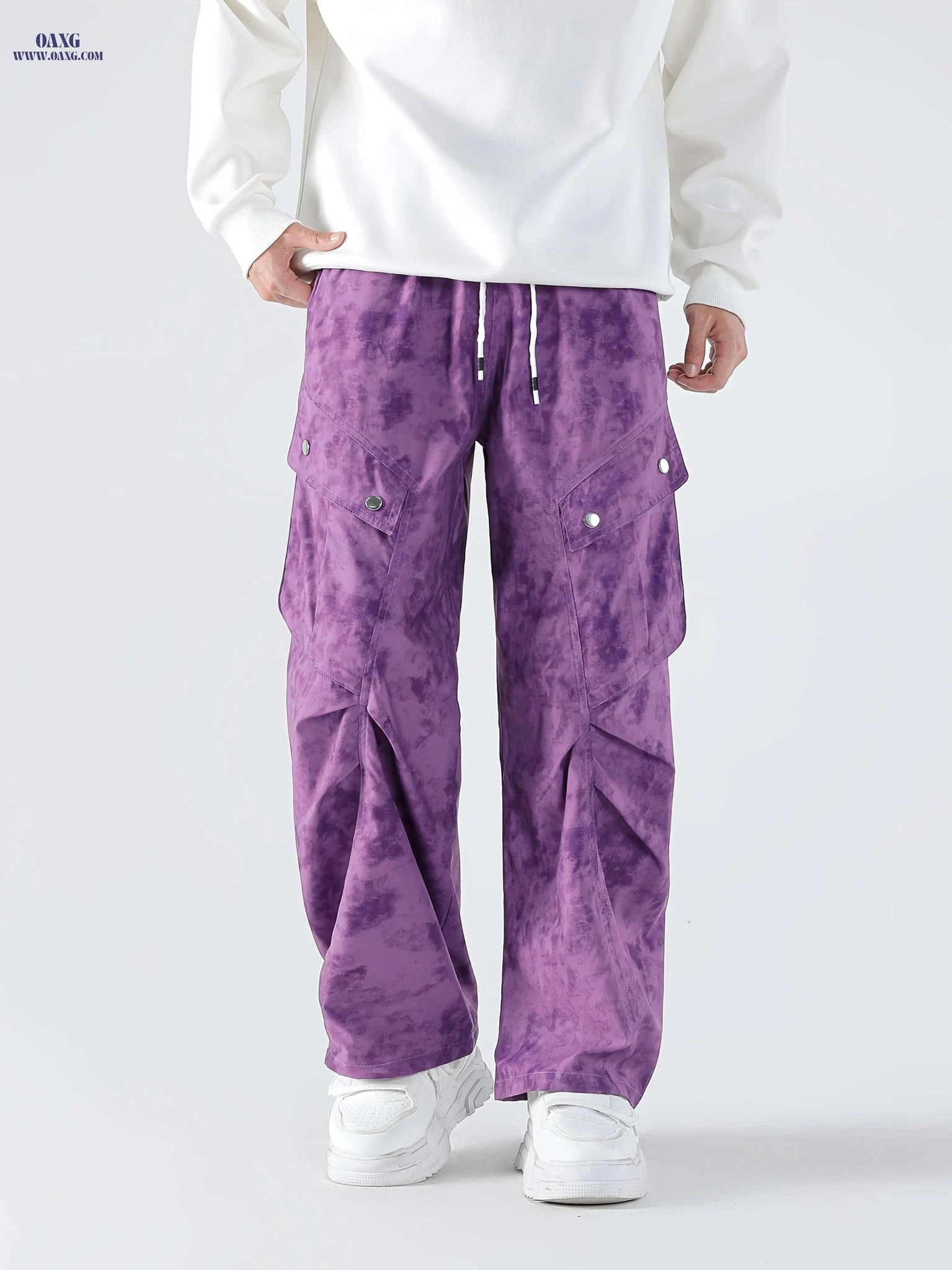 Trendy Wide Leg Work Pants - Loose Fit Digital Print Casual Style   OAXG 