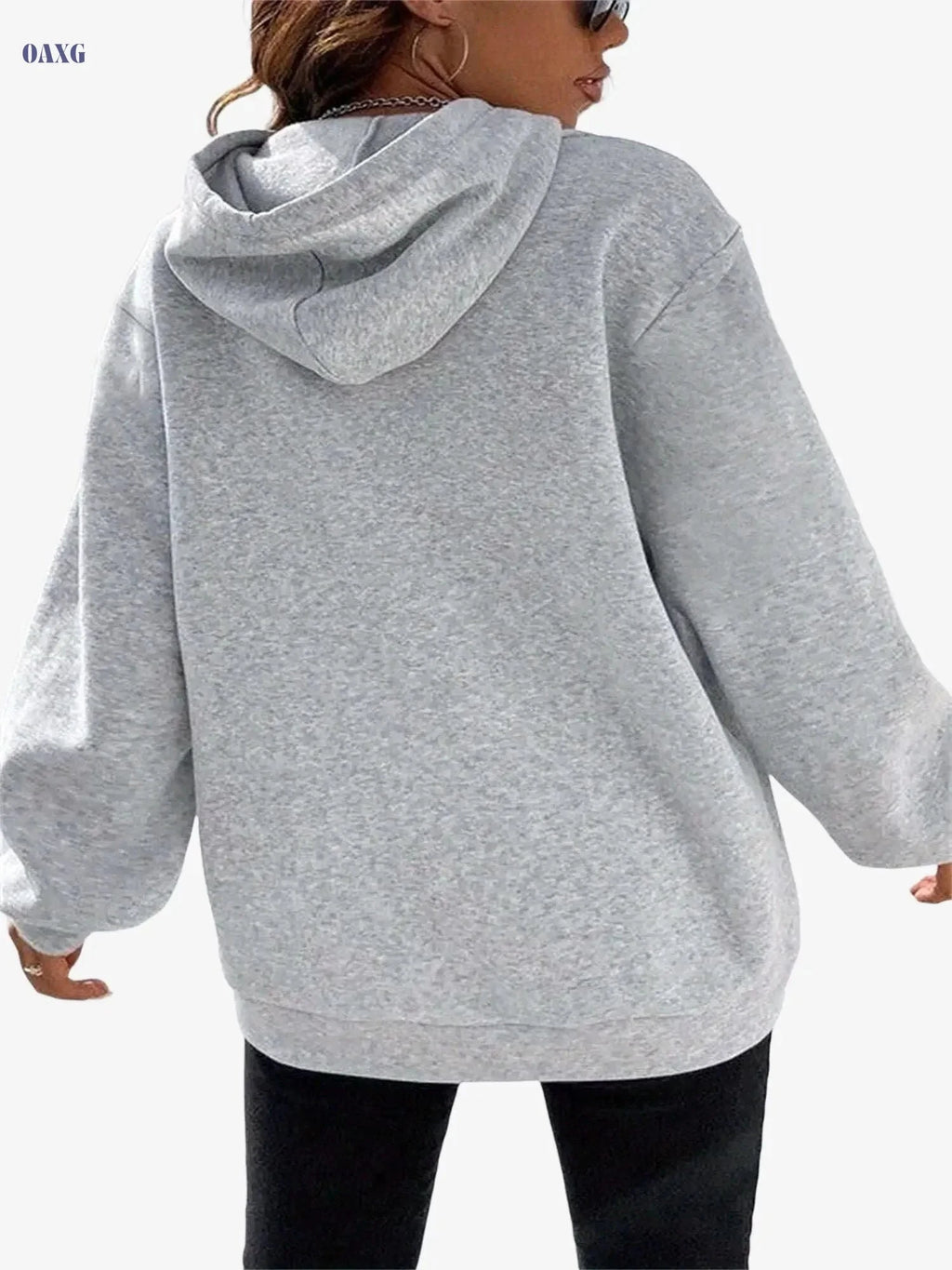 Trendy Women's Casual Sport Zip-Up Hoodie - Letter & Paw Print Design   OAXG 