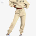 Trendy Women’s Hooded Sweatshirt Outfit - Long Sleeve & Drawstring   OAXG Apricot / XS