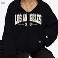 Trendy Women's Zip-Up Hooded Jacket - Casual Graphic Print Top   OAXG Black / S