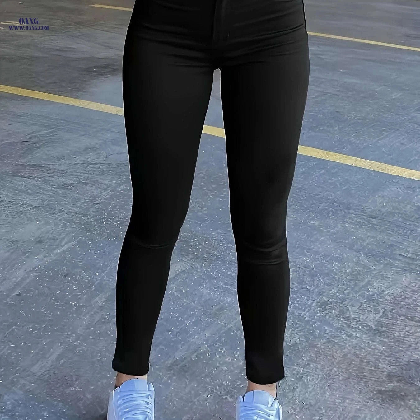 Triangular Patch Ultra-Stretch Skinny Jeans - Women's Denim, Long Length   OAXG Black / XS