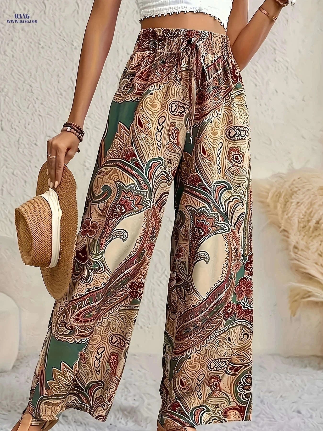Tropical Print Casual Vacation Pants for Women - Elegant Style   OAXG Mixed Color / S