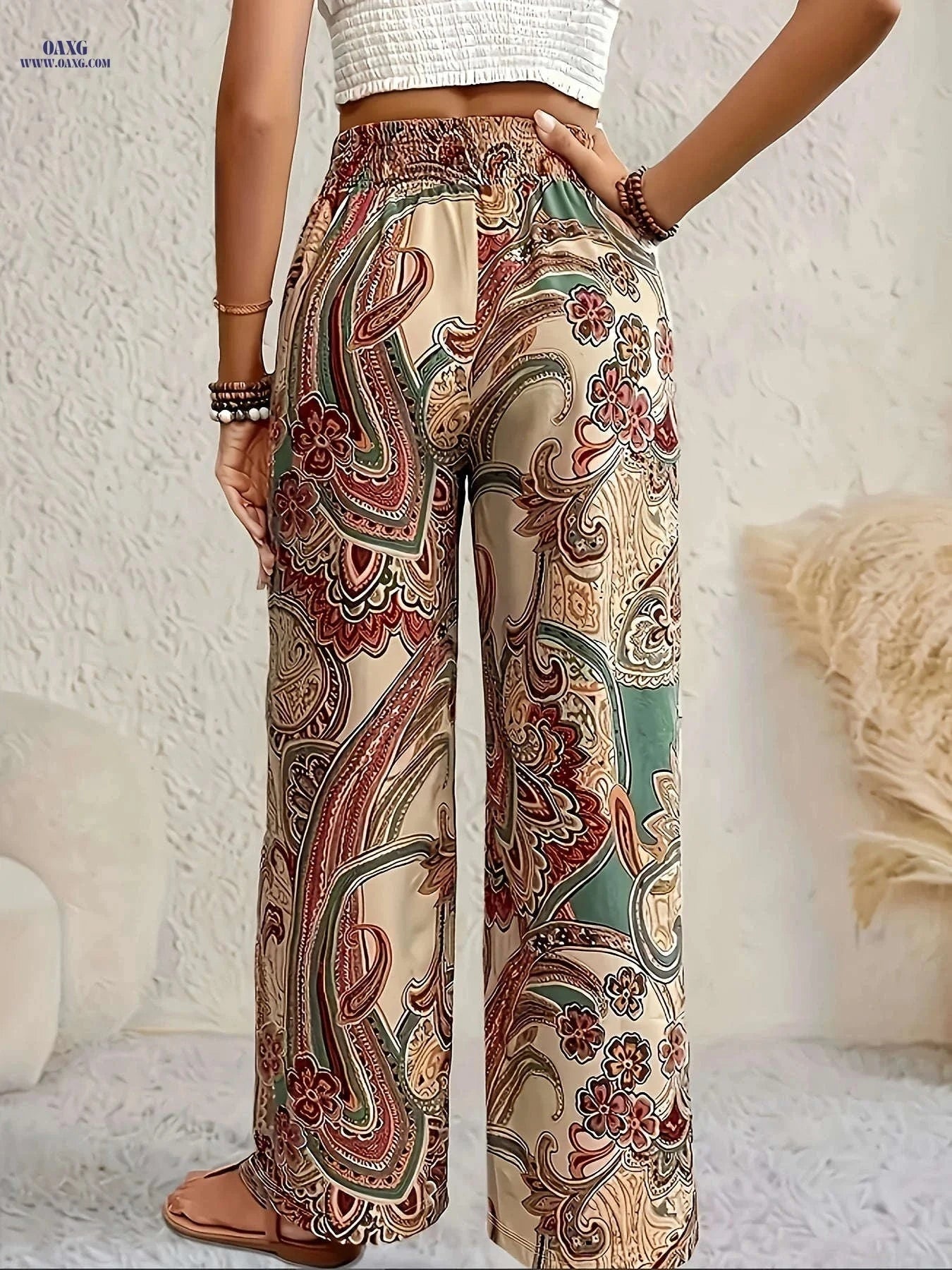 Tropical Print Casual Vacation Pants for Women - Elegant Style   OAXG 