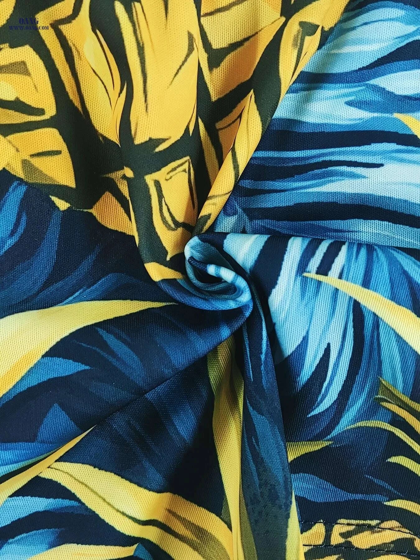 Tropical Print Men's Swim Trunks - Casual Style for Beach & Pool   OAXG Royal Blue / M