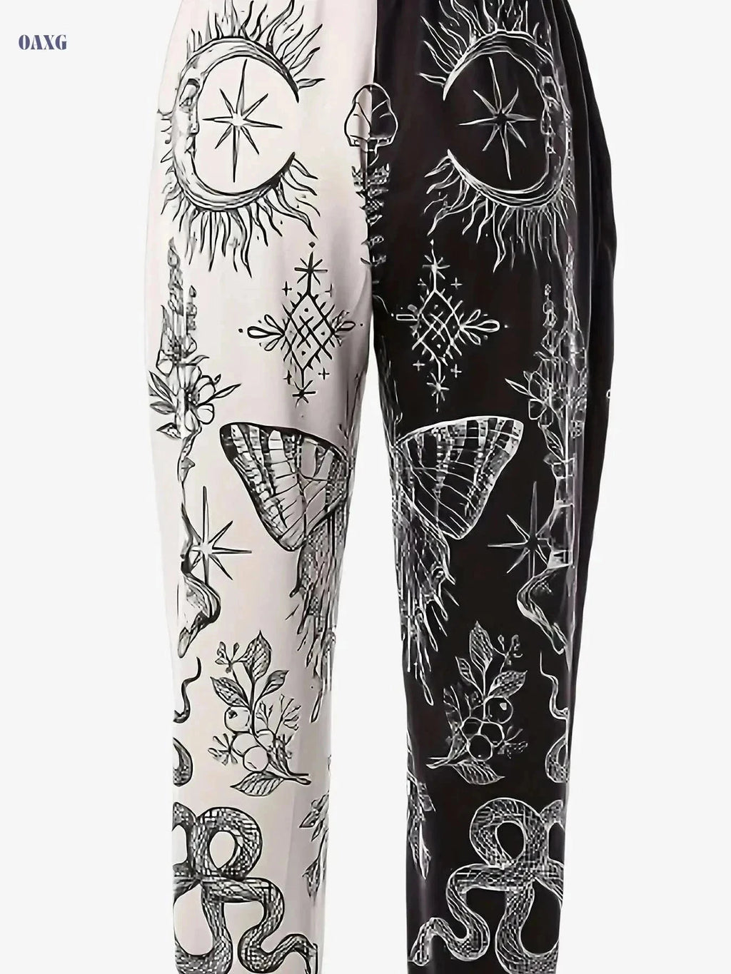 Two Tone Casual Sports Pants for Women - Elastic Waist Athleisure   OAXG Mixed Color / S