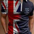 Union Jack Graphic Zipper Shirt - Casual Short Sleeve for Men   OAXG 