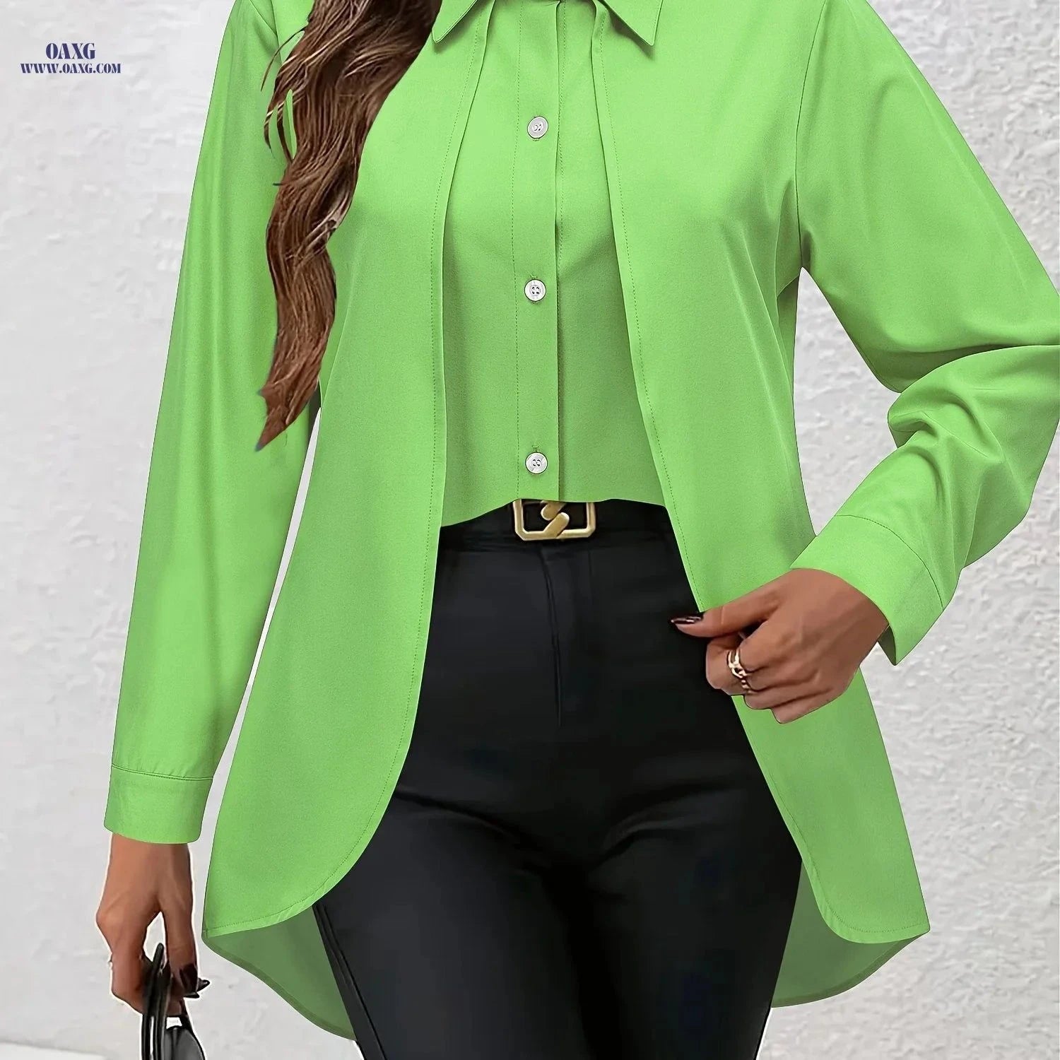 Unique Button-Up Shirt for Women - Elegant Semi-Sheer Fashion   OAXG Black / S