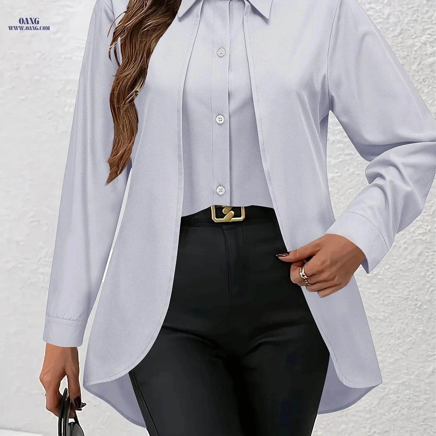 Unique Button-Up Shirt for Women - Elegant Semi-Sheer Fashion   OAXG Black / S