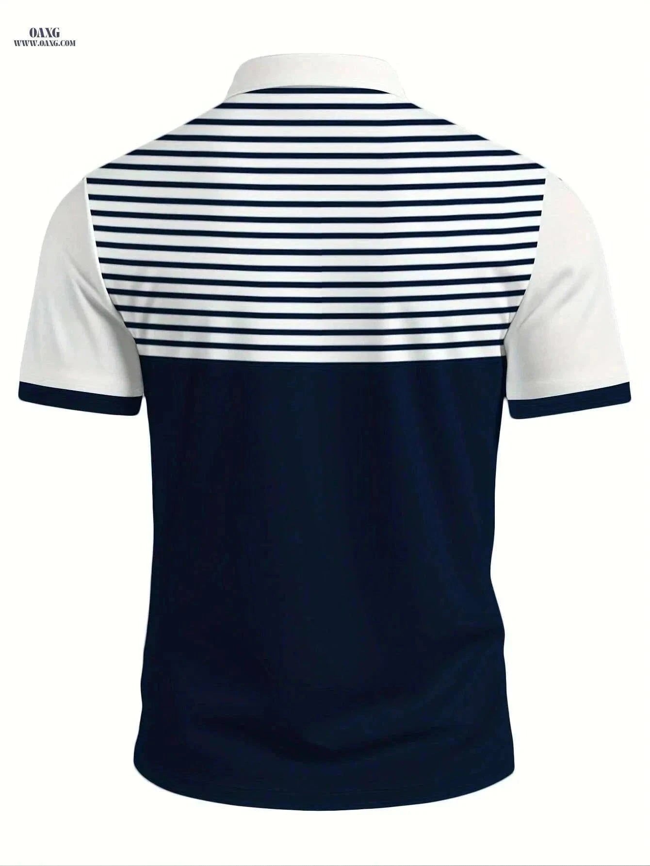 Unique Men's Black and White Striped Polo Shirt - Casual Button-Collar   OAXG Mixed Color / M