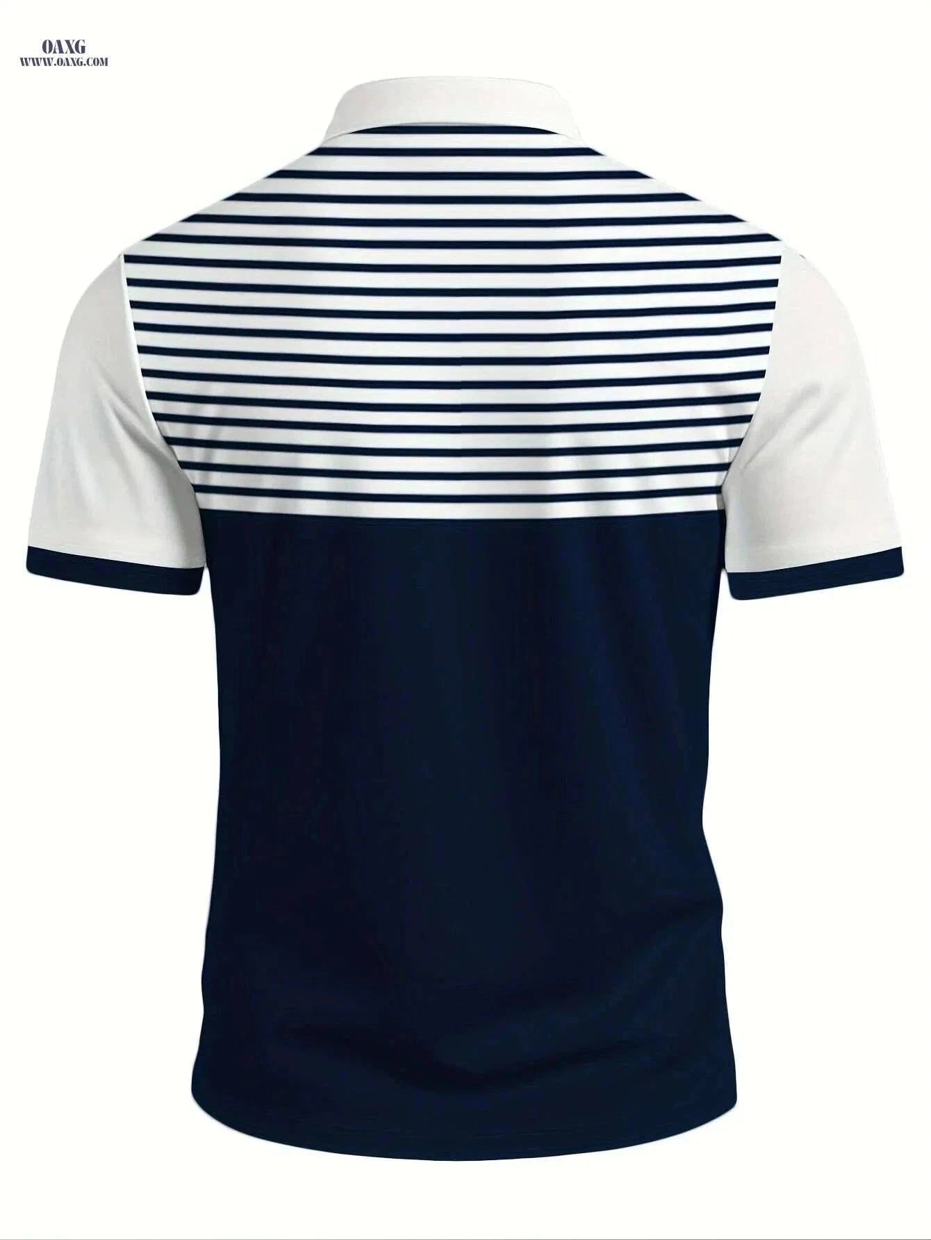 Unique Men's Black and White Striped Polo Shirt - Casual Button-Collar   OAXG Mixed Color / M