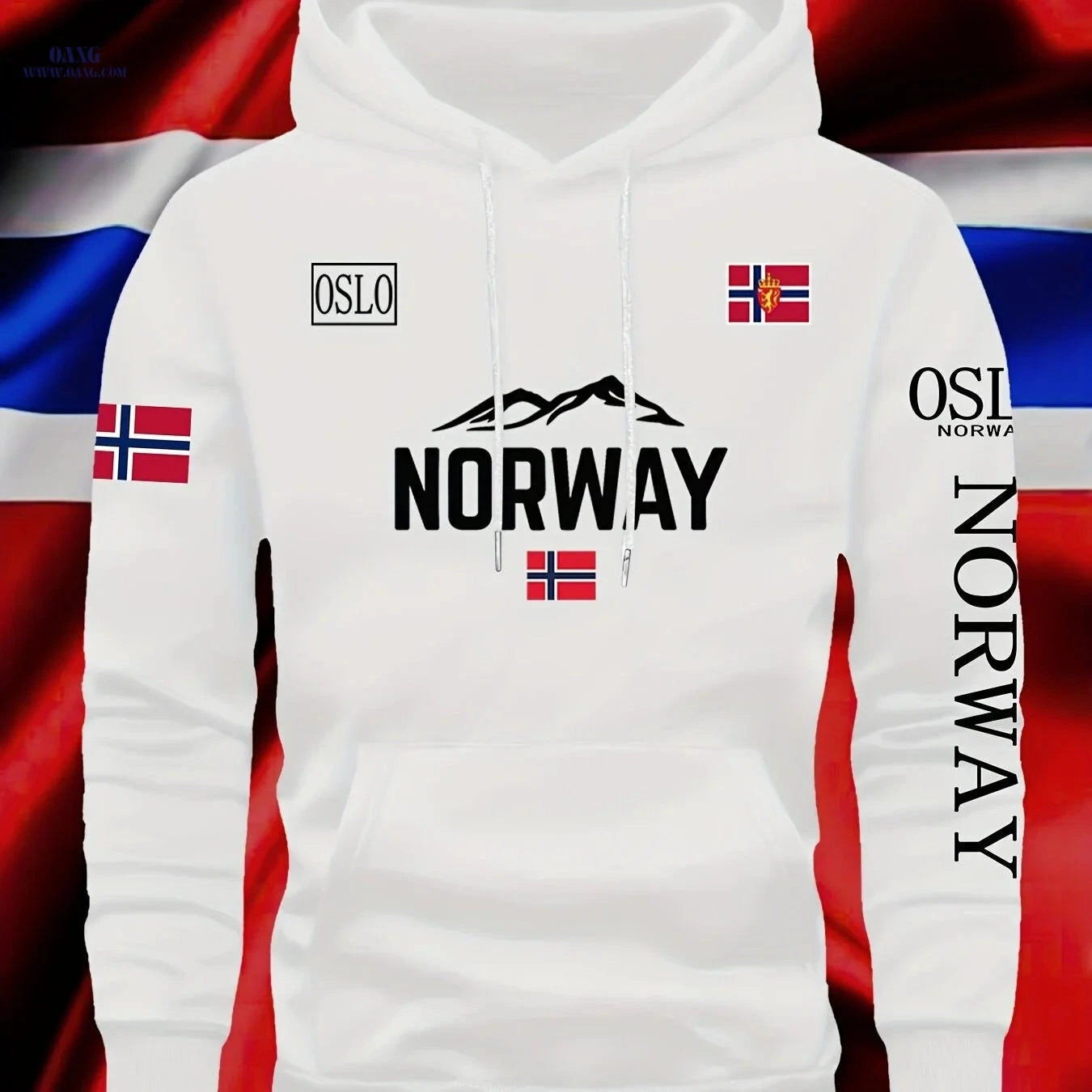 Unisex Autumn/Winter Sports Sweatshirt - Norwegian Flag Print Hoodie   OAXG 